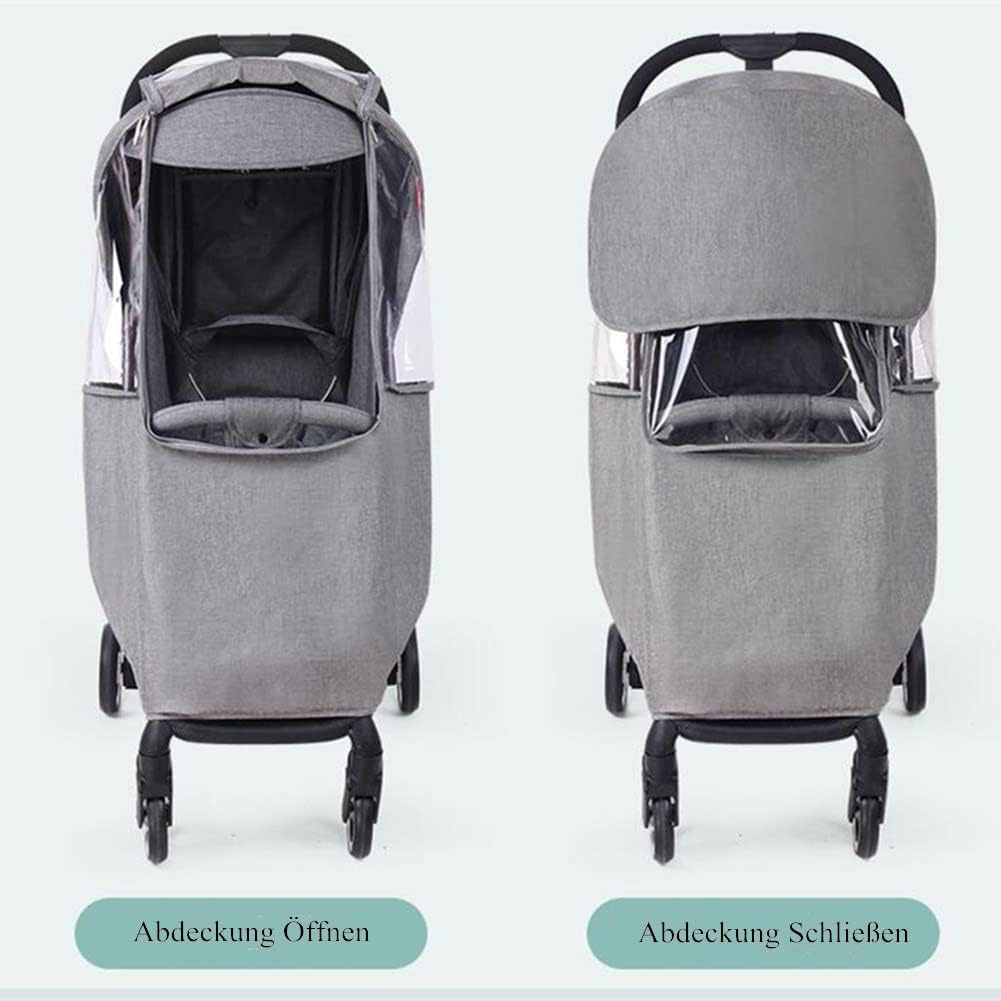 Universal Regenschutz Kinderwagen Regenhülle Buggy Transparent Abdeckung Regenverdeck Buggy Zwillinge Regencover Sportwagen Regenhaube Bequem Sichtfenster Regenschutz für Zwillingswagen Schadstofffrei