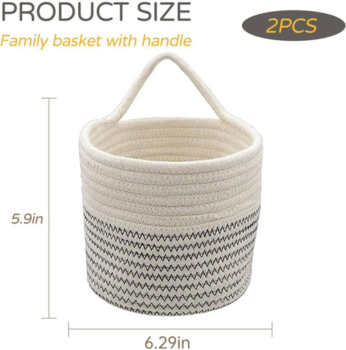 2PCS Home Hängekorb,Baumwollkörbe Kleiner Korb mit Griff,Aufbewahrungskorb Körbe,Korb Hängend für Kinderzimmer Bad Blume zum Organisieren(16 x 15cm)