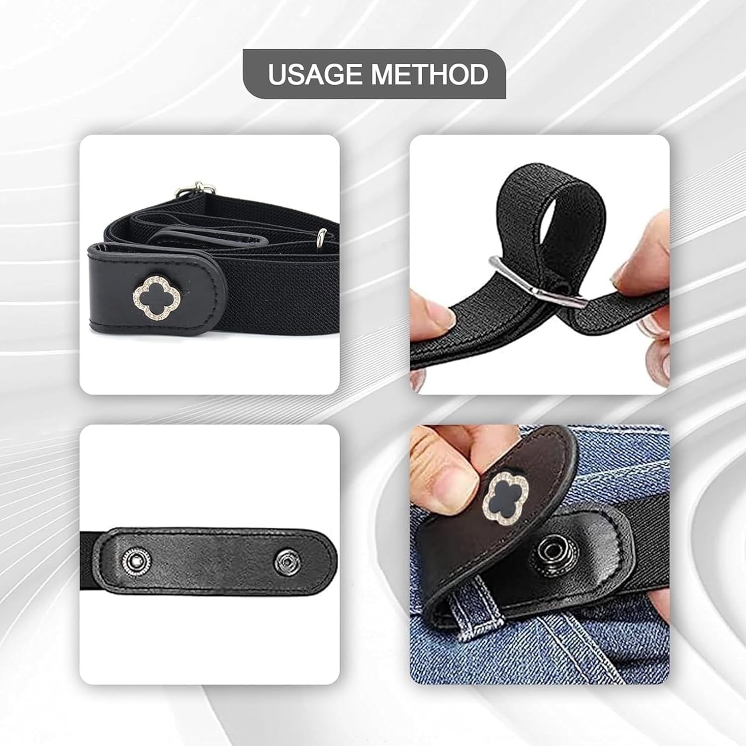 5 Stücke Gürtel für Damen und Unisex - Ohne Schnalle, Elastisch, Unsichtbar für Jeans, Hose, Kleid - Verstellbar, Schnellverschluss, Unsichtbare Taille