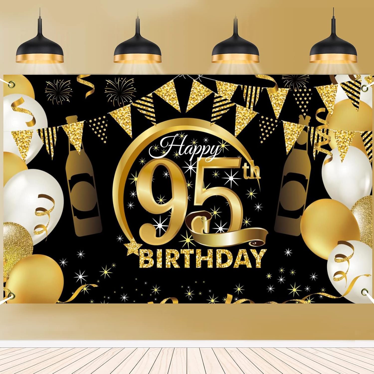 95. Geburtstag Party Dekoration - Roségold Banner, Extra Große Fotografie Hintergrund Schild Poster für 95 Geburtstag Party Kuchen/Tabelle/Mauer/Garten Dekoration