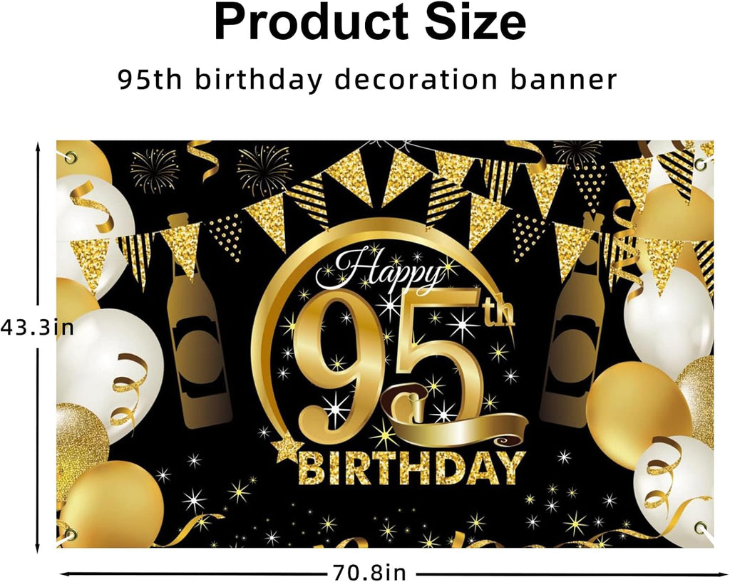 95. Geburtstag Party Dekoration - Roségold Banner, Extra Große Fotografie Hintergrund Schild Poster für 95 Geburtstag Party Kuchen/Tabelle/Mauer/Garten Dekoration