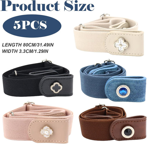 5 Stücke Gürtel für Damen und Unisex - Ohne Schnalle, Elastisch, Unsichtbar für Jeans, Hose, Kleid - Verstellbar, Schnellverschluss, Unsichtbare Taille