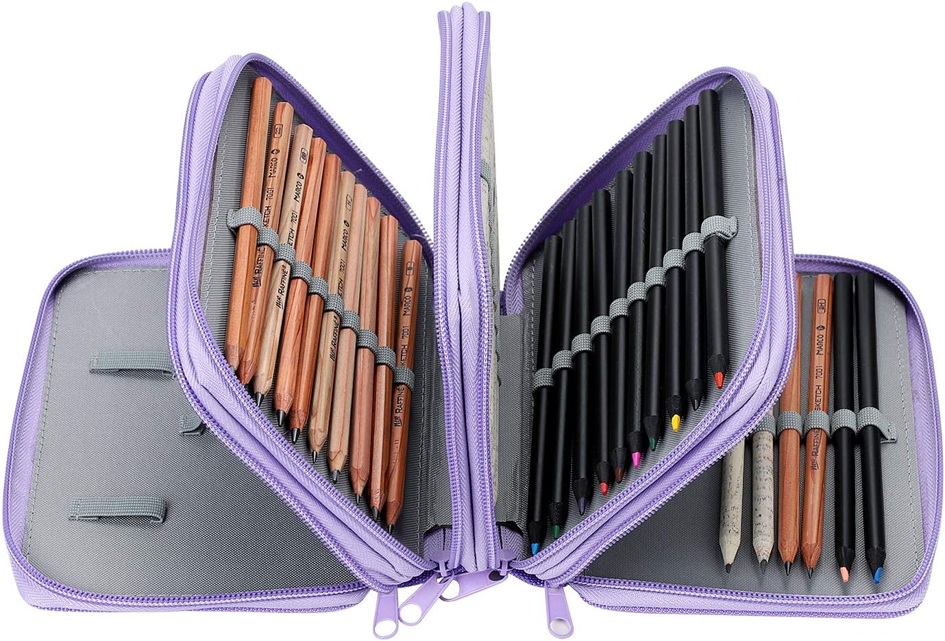 edermappe 4 Fächer Federmäppchen Große Kapazität Federtasche Bleistifte Beutel Mäppchen 72 Slots Stiftemappe Stifte Organizer Schulmäppchen Schreibwaren Stiftetasche für Kinder Erwachsene